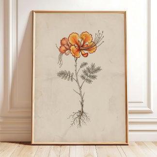 Pride of Barbados Vintage Bloemprint Decoratie