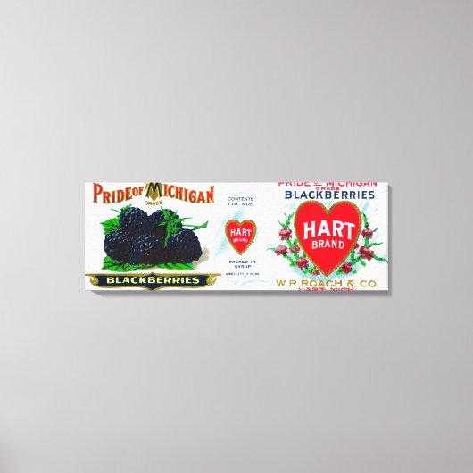 Pride of Michigan Blackberry Label Hart, MI Canvas Afdruk (Voorkant)