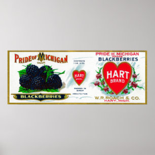 Pride of Michigan Blackberry Label Hart, MI Poster