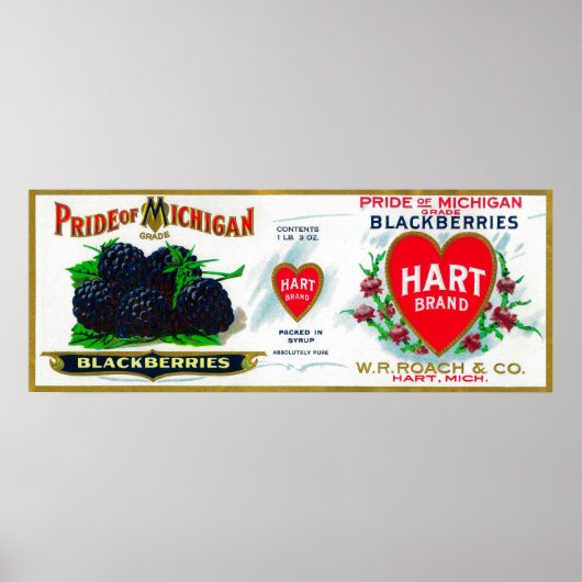 Pride of Michigan Blackberry Label Hart, MI Poster (Voorkant)