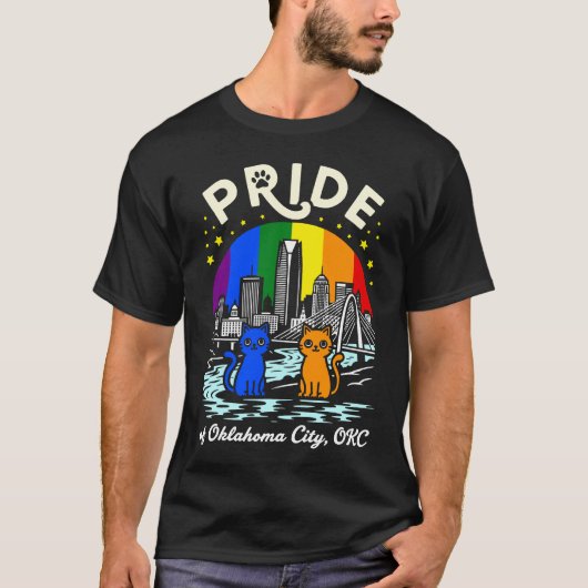 Pride of Oklahoma City OKC Cats Rainbow Flag T-shirt (Voorkant)