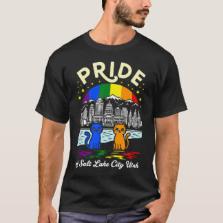 Pride of Salt Lake City Utah Cats Rainbow Flag T-shirt