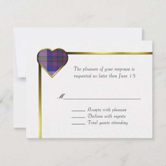 Pride of Scotland Heart RSVP Card Kaartje (Voorkant)