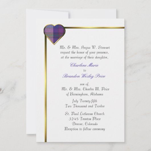 Pride of Scotland Pset Heart Wedding Invitation Kaart (Voorkant)