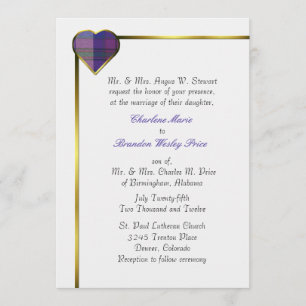 Pride of Scotland Pset Heart Wedding Invitation Kaart
