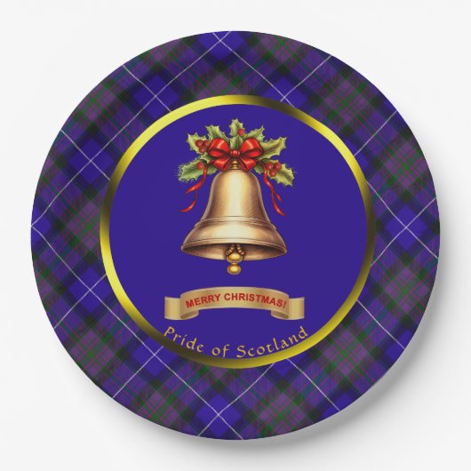 Pride of Scotland Tartan Gepersonaliseerde Kerstmi Papieren Bordje (Voorkant)
