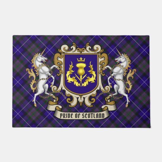 Pride of Scotland Tartan & Thistle gepersonaliseer Deurmat (Voorkant)