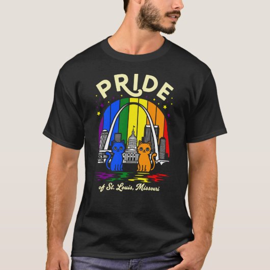  Pride of St. Louis City Missouri Cats Rainbow Fla T-shirt (Voorkant)