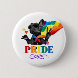 Pride Party Dog in regenboogkapje Ronde Button 5,7 Cm