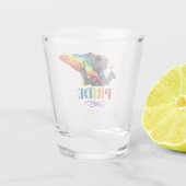 Pride Party Dog in regenboogkapje Shot Glas (Achterkant)