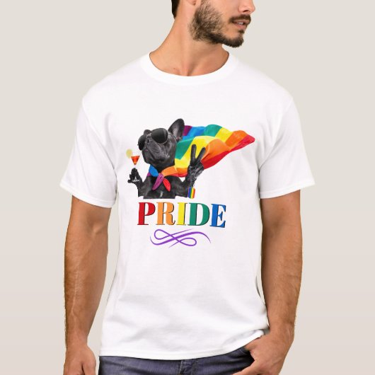 Pride Party Dog in regenboogkapje T-shirt (Voorkant)