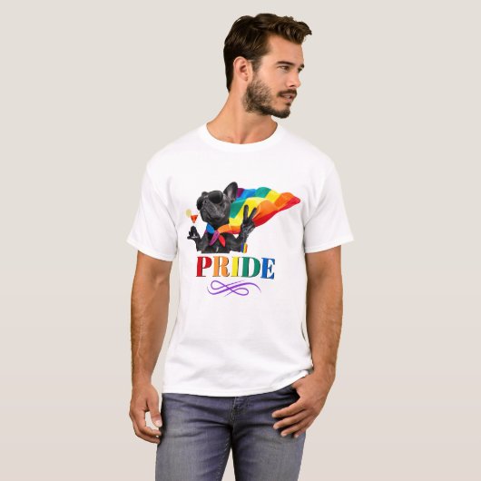Pride Party Dog in regenboogkapje T-shirt (Voorkant volledig)