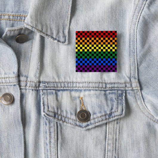Pride-patronen | Regenboog dambord Vierkante Button 5,1 Cm (In situ)