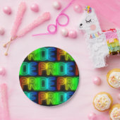 Pride Pattern Neon Rainbow Flag LGBT Typografie Papieren Bordje (Feest)