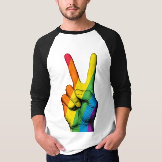 Pride Peace Hand Sign Raglan T-shirt – Draag je tr (Voorkant)
