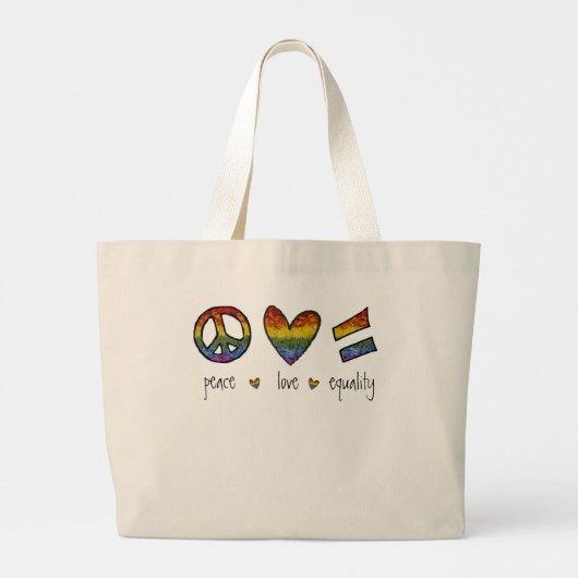 Pride Peace Love Equality Floral Grote Tote Bag (Achterkant)