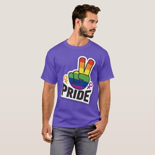 Pride Peace paarse mannen T-shirt (Voorkant volledig)