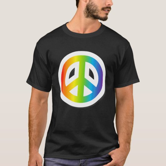 Pride PEACE SIGN Love Rainbow Graphic T - shirts L (Voorkant)