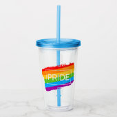 Pride penseelstreek regenboog acryl drinkbeker (Voorkant)