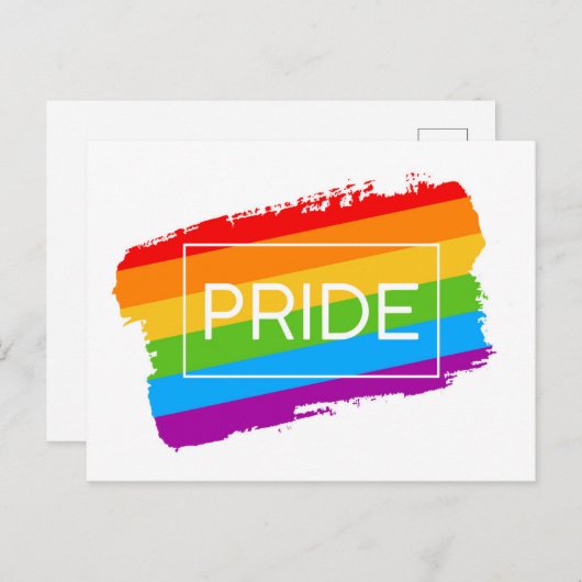 Pride penseelstreek regenboog briefkaart (Voorkant / Achterkant)