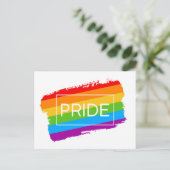 Pride penseelstreek regenboog briefkaart (Staand voorkant)
