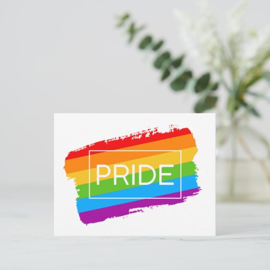 Pride penseelstreek regenboog briefkaart (Staand voorkant)