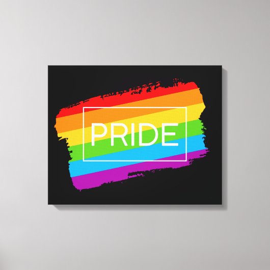 Pride penseelstreek regenboog canvas afdruk (Voorkant)