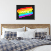 Pride penseelstreek regenboog canvas afdruk (Insitu (Slaapkamer))