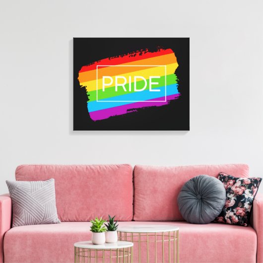 Pride penseelstreek regenboog canvas afdruk (Insitu (Woonkamer))