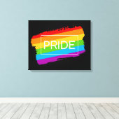 Pride penseelstreek regenboog canvas afdruk (Insitu (Houten vloer))