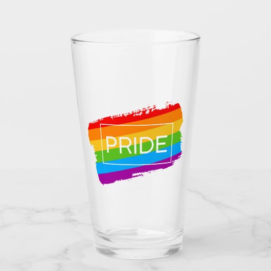Pride penseelstreek regenboog glas (Voorkant)