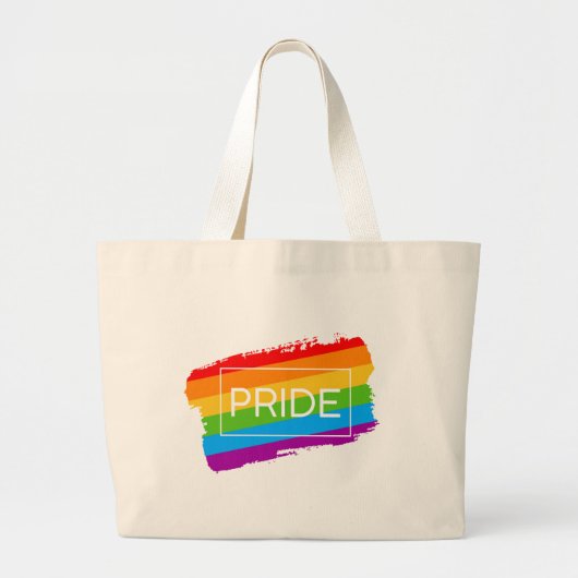 Pride penseelstreek regenboog grote tote bag (Voorkant)