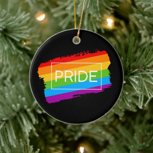 Pride penseelstreek regenboog keramisch ornament (Boom)