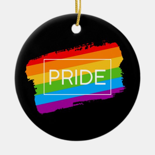 Pride penseelstreek regenboog keramisch ornament (Voorkant)