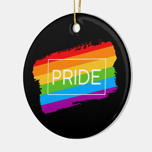 Pride penseelstreek regenboog keramisch ornament (Links)