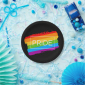 Pride penseelstreek regenboog papieren bordje (Feest)