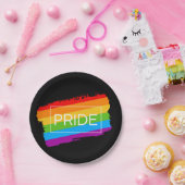 Pride penseelstreek regenboog papieren bordje (Feest)