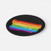 Pride penseelstreek regenboog papieren bordje (Gekanteld)