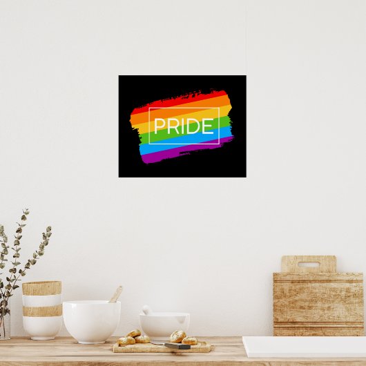 Pride penseelstreek regenboog poster (Keuken)