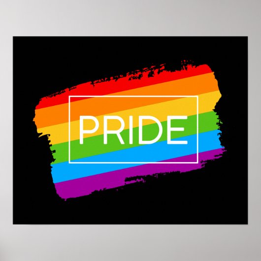 Pride penseelstreek regenboog poster (Voorkant)