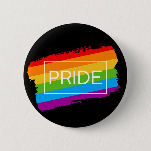 Pride penseelstreek regenboog ronde button 5,7 cm (Voorkant)