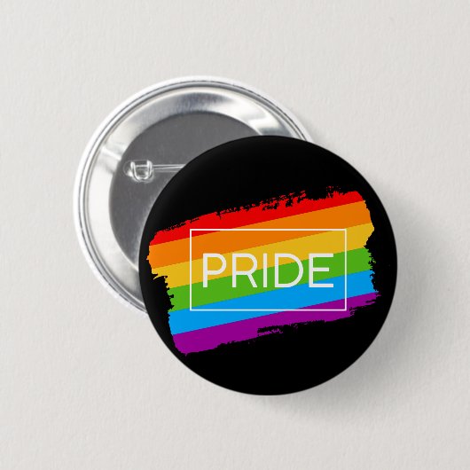Pride penseelstreek regenboog ronde button 5,7 cm (Voorkant /achterkant)