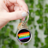 Pride penseelstreek regenboog sleutelhanger (Hand)