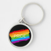 Pride penseelstreek regenboog sleutelhanger (Voorkant)