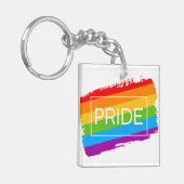 Pride penseelstreek regenboog sleutelhanger (Voorkant Links)