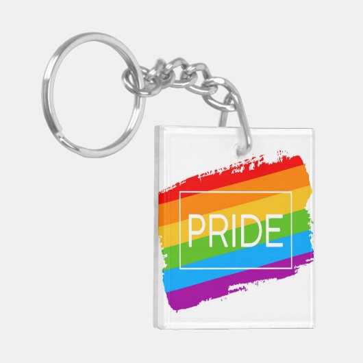 Pride penseelstreek regenboog sleutelhanger (Voorkant Links)
