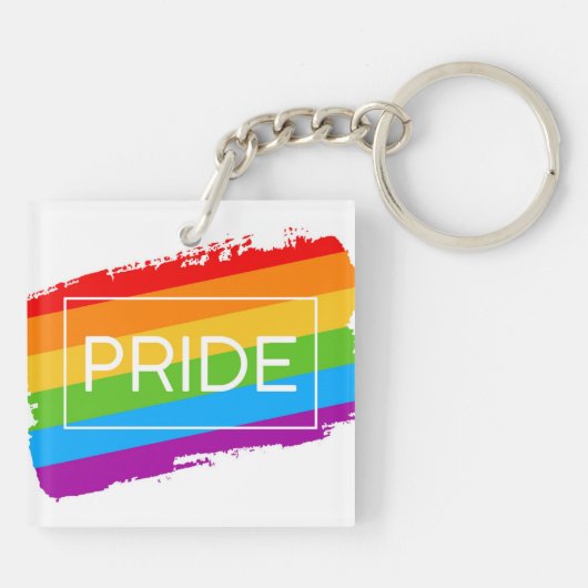 Pride penseelstreek regenboog sleutelhanger (Achterkant)