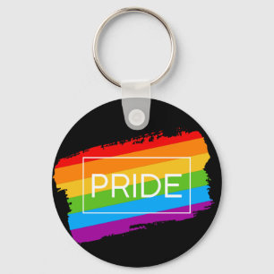 Pride penseelstreek regenboog sleutelhanger