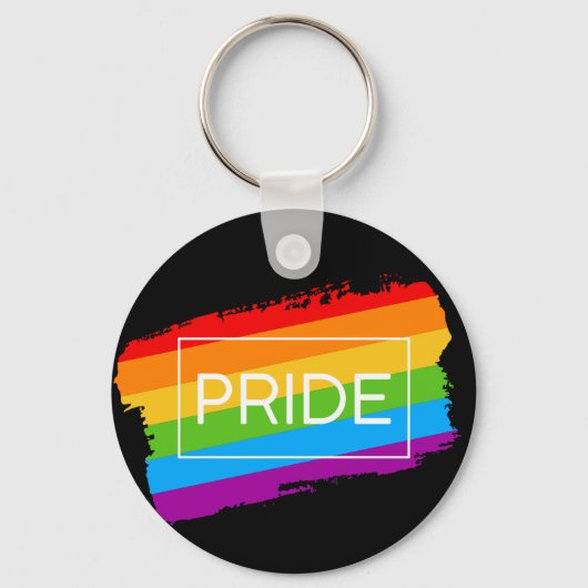 Pride penseelstreek regenboog sleutelhanger (Voorkant)
