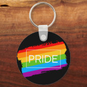 Pride penseelstreek regenboog sleutelhanger (Voorkant)